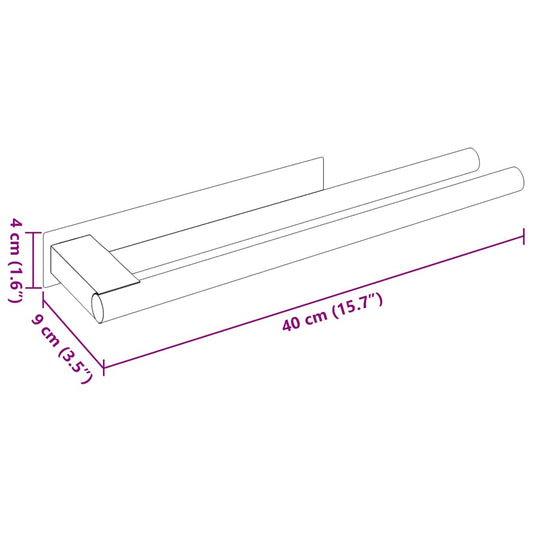 Håndkle Rack Svart 40 x 9 x 4 cm Rustfritt stål