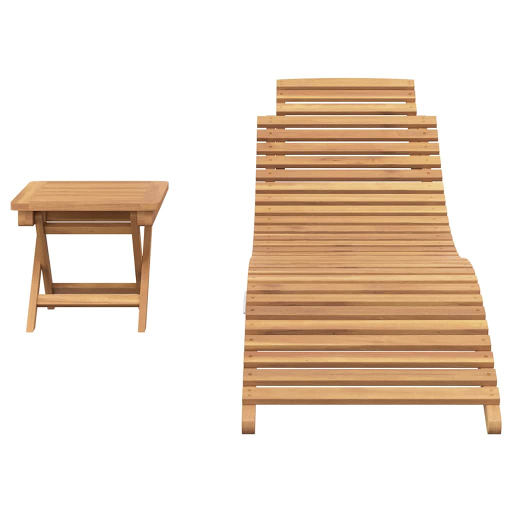 Solstol 2 pcs Brun 198 x 55 x 58,5 cm Massivt Teaktre
