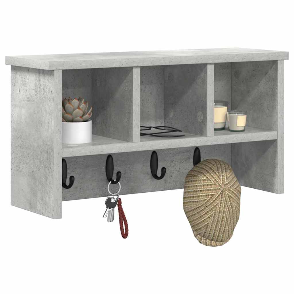 Vegghengt kleshenger Betonggrå 50 x 16 x 26 cm Konstruert tre