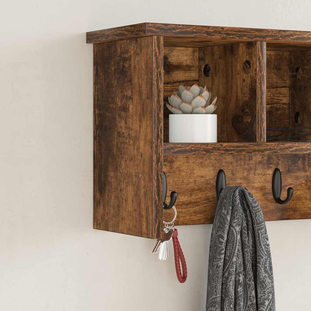 Vegghengt kleshenger Røkt eik 50 x 16 x 26 cm Konstruert tre