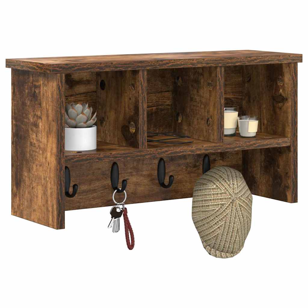 Vegghengt kleshenger Røkt eik 50 x 16 x 26 cm Konstruert tre