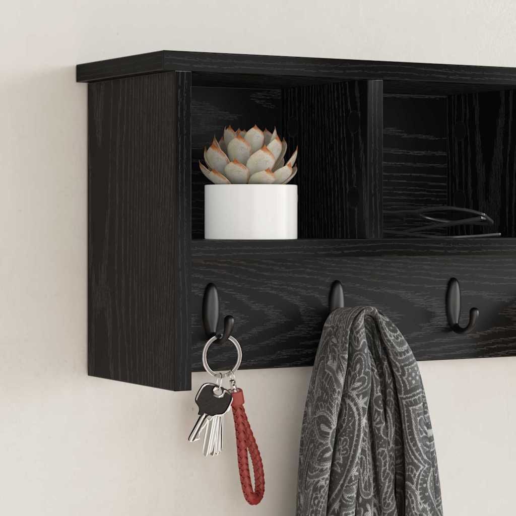 Vegghengt kleshenger Svart eik 75 x 16 x 26 cm Konstruert tre vidaXL