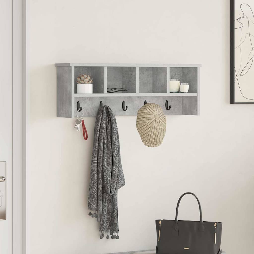 Vegghengt kleshenger Betonggrå 75 x 16 x 26 cm Konstruert tre