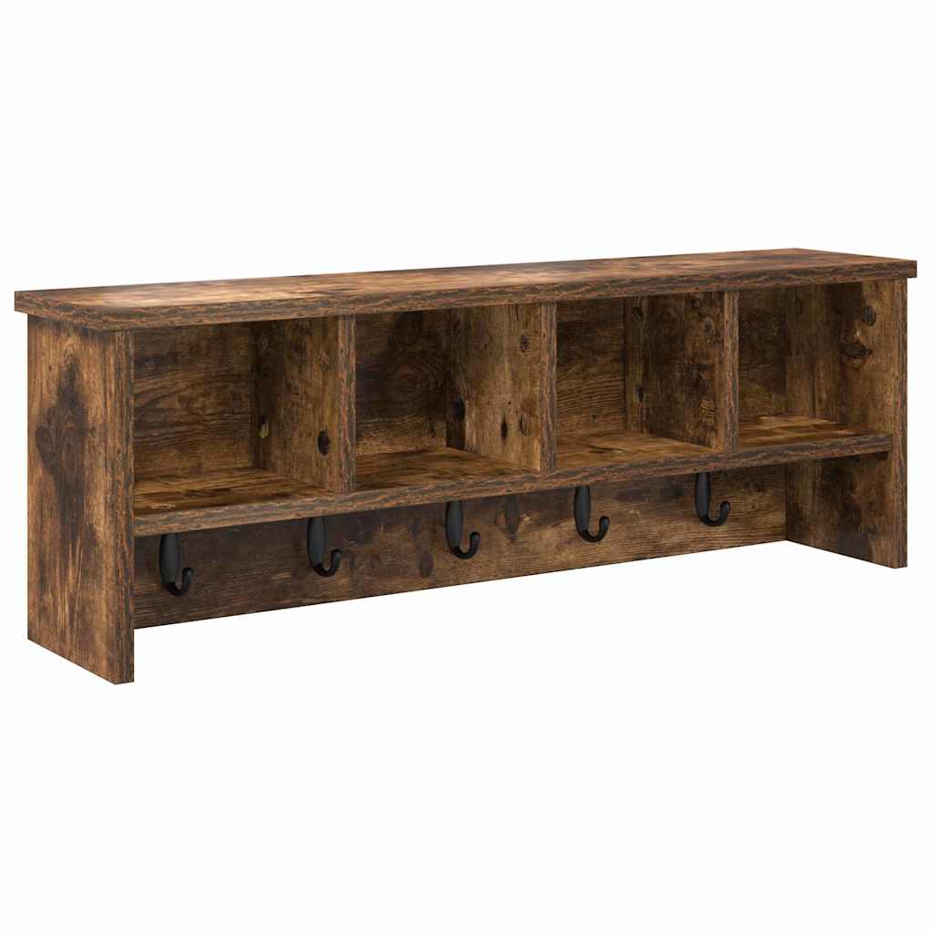 Vegghengt kleshenger Røkt eik 75 x 16 x 26 cm Konstruert tre