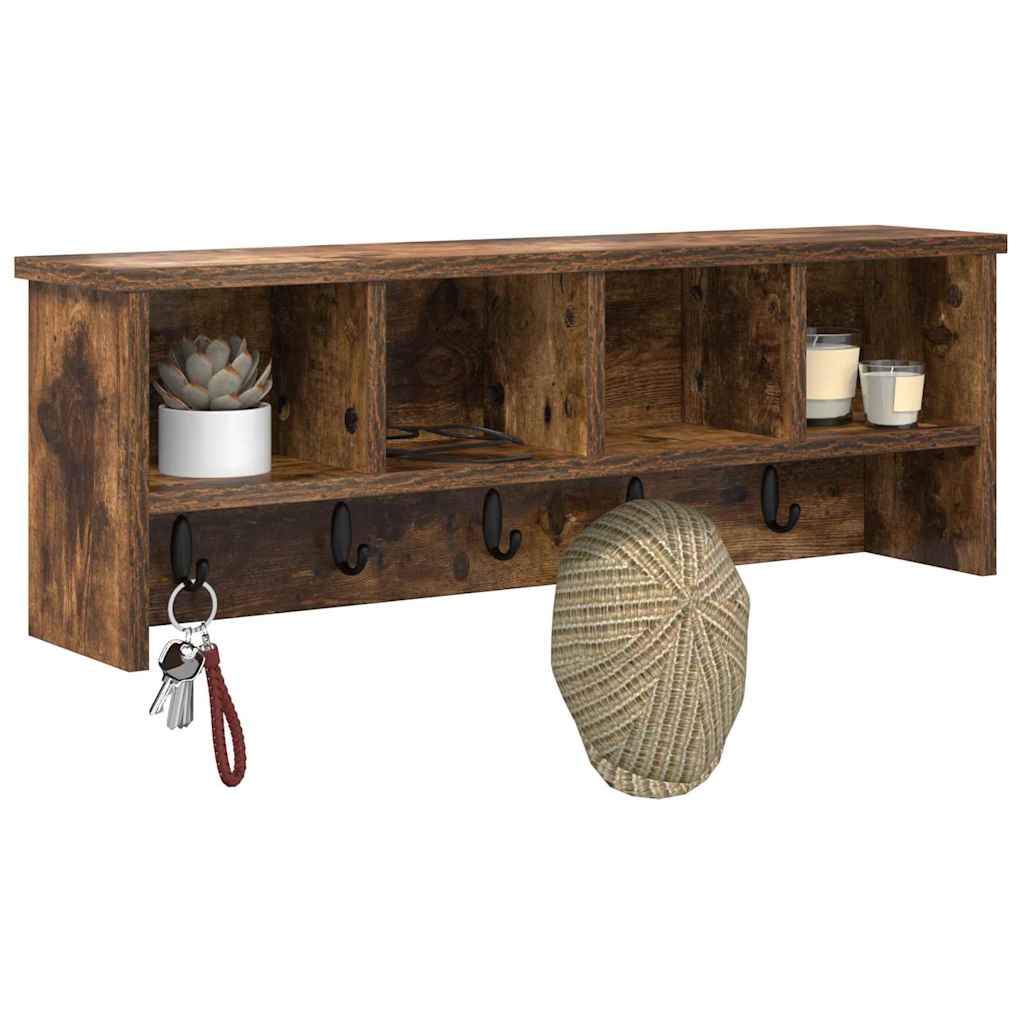 Vegghengt kleshenger Røkt eik 75 x 16 x 26 cm Konstruert tre