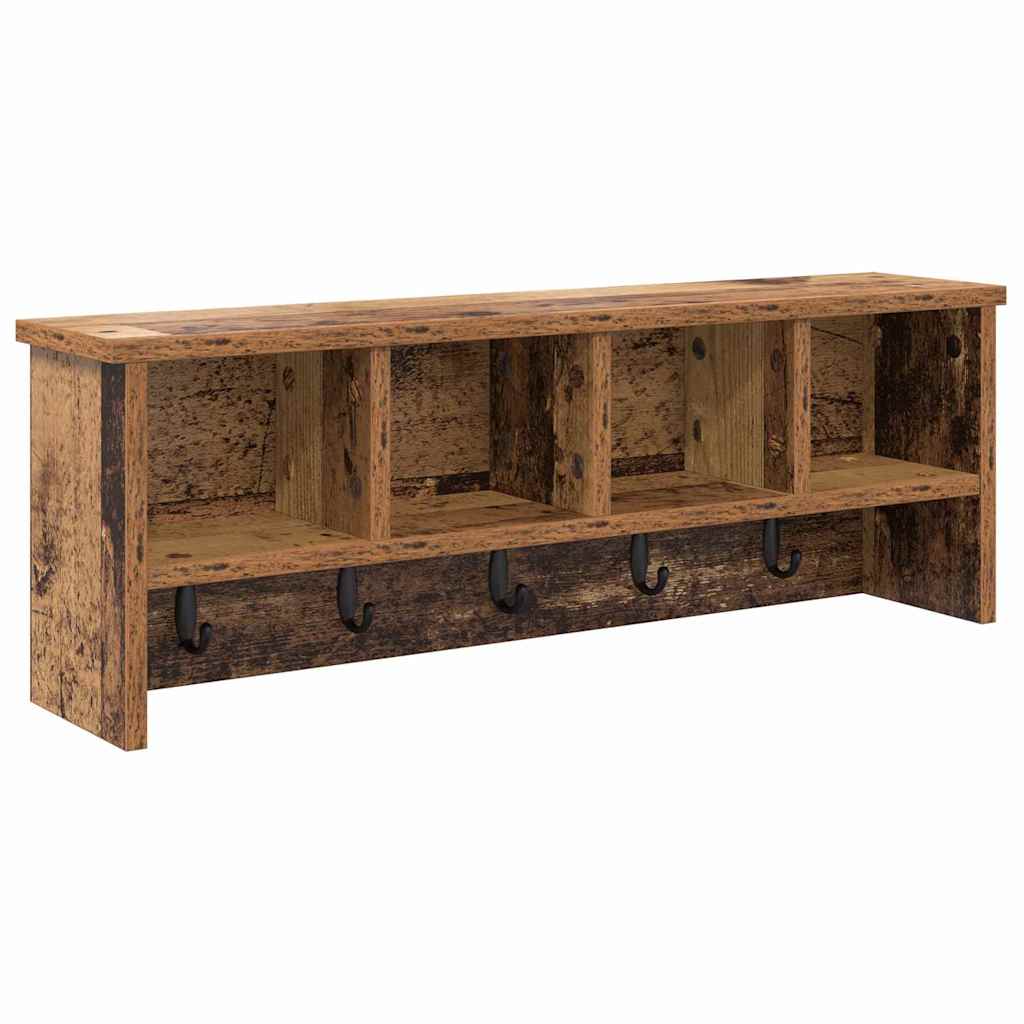 Vegghengt kleshenger Gammelt tre 75 x 16 x 26 cm Konstruert tre vidaXL
