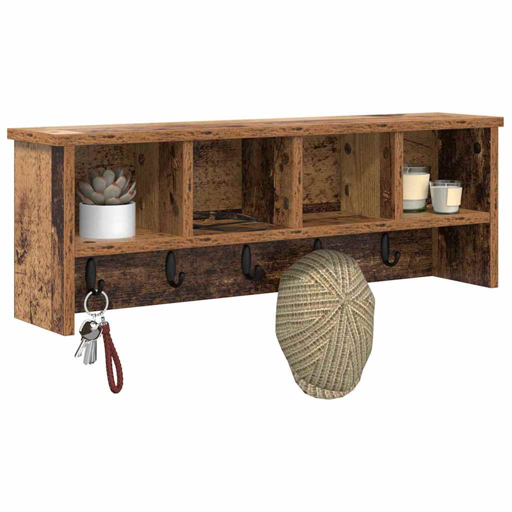 Vegghengt kleshenger Gammelt tre 75 x 16 x 26 cm Konstruert tre vidaXL