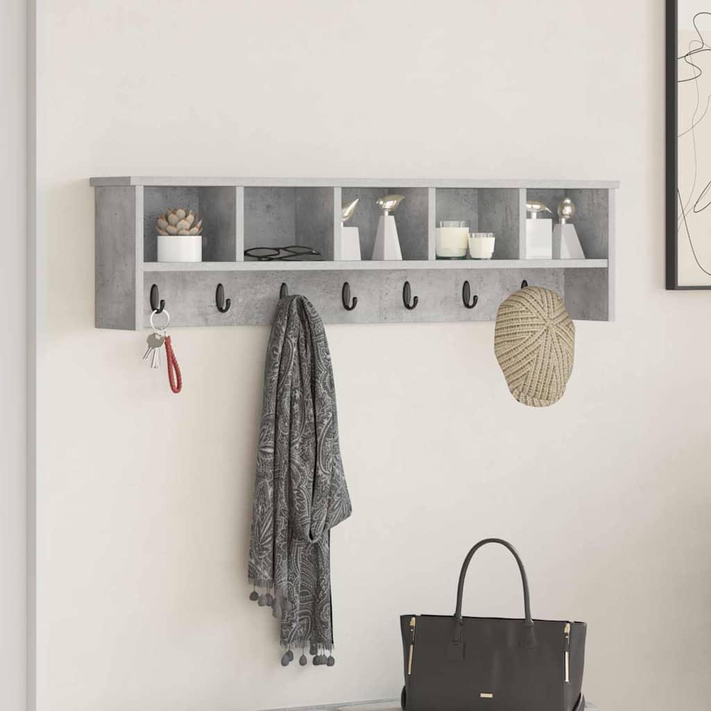 Vegghengt kleshenger Betonggrå 100 x 16 x 26 cm Konstruert tre
