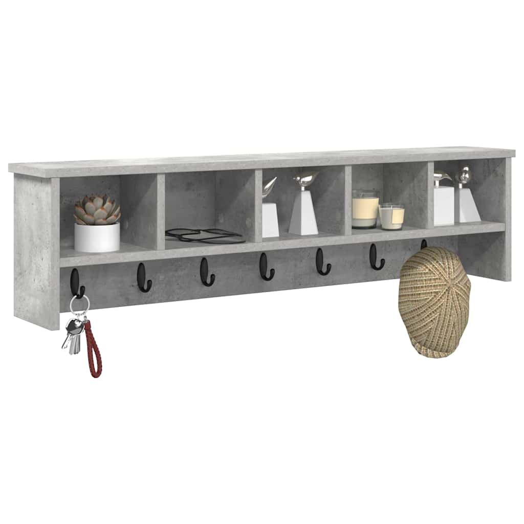 Vegghengt kleshenger Betonggrå 100 x 16 x 26 cm Konstruert tre