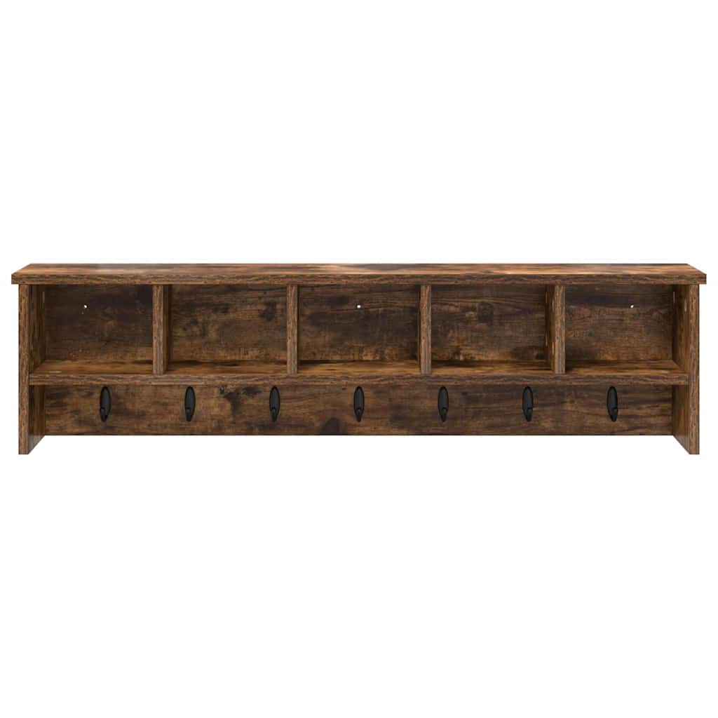 Vegghengt kleshenger Røkt eik 100 x 16 x 26 cm Konstruert tre