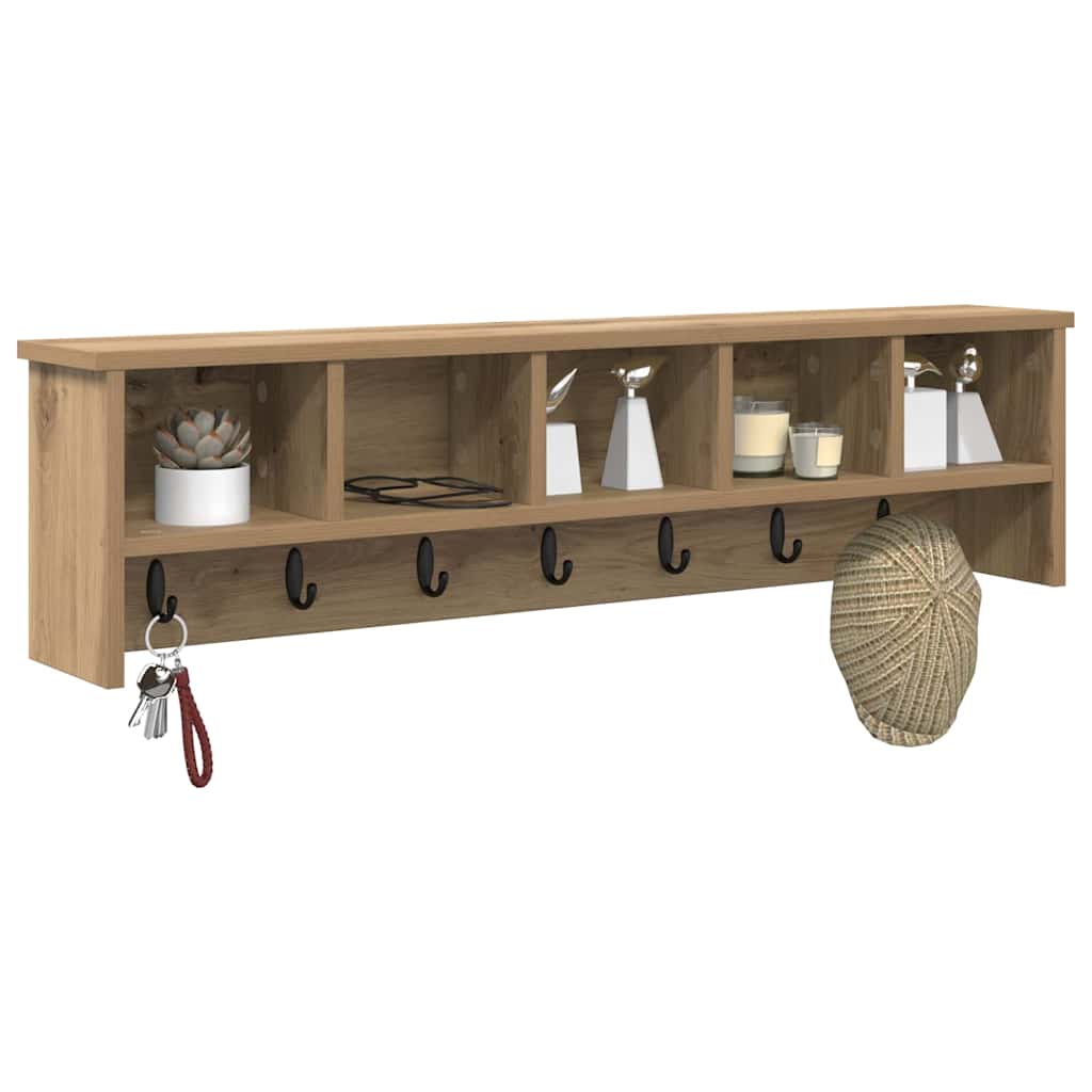 Vegghengt kleshenger med hylle Artisan Eik 100 x 16 x 26 cm
