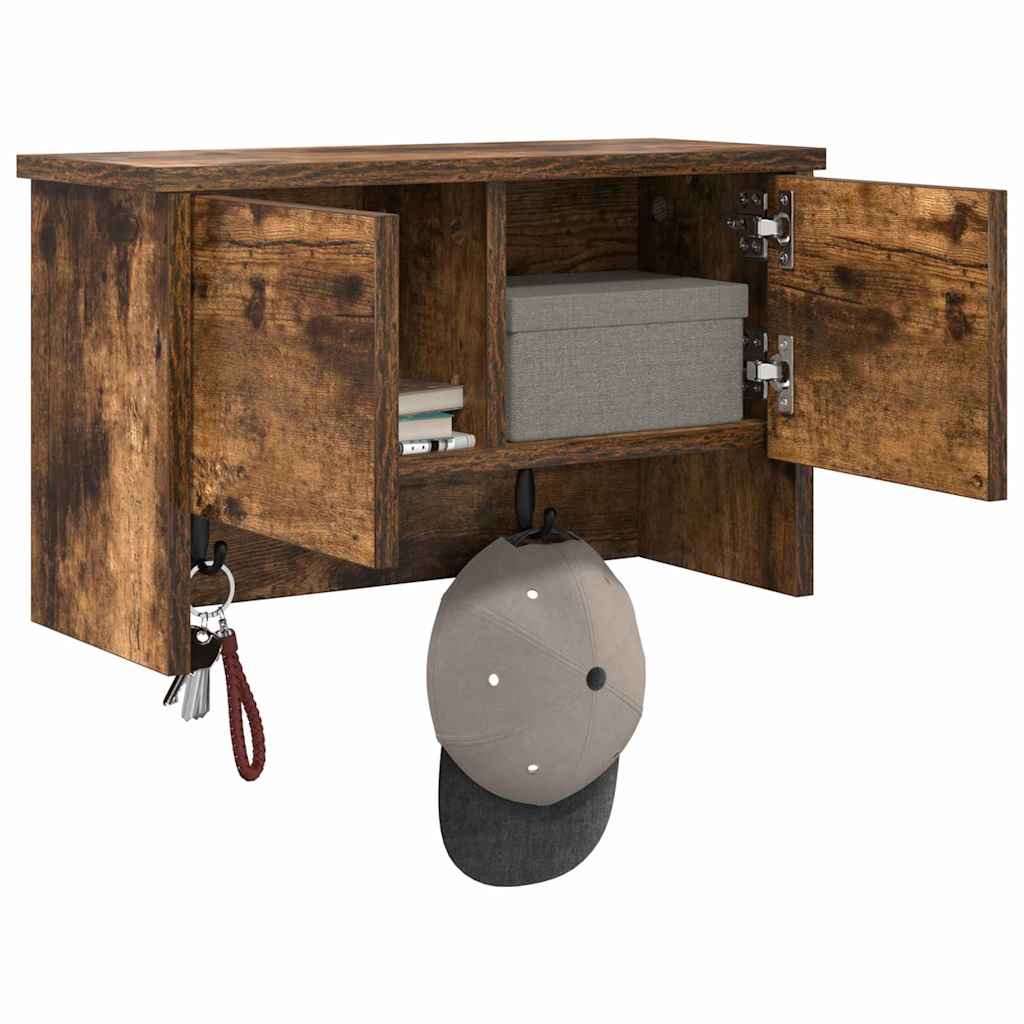 Vegghengt kleshenger Røkt eik 50 x 20 x 30 cm Konstruert tre