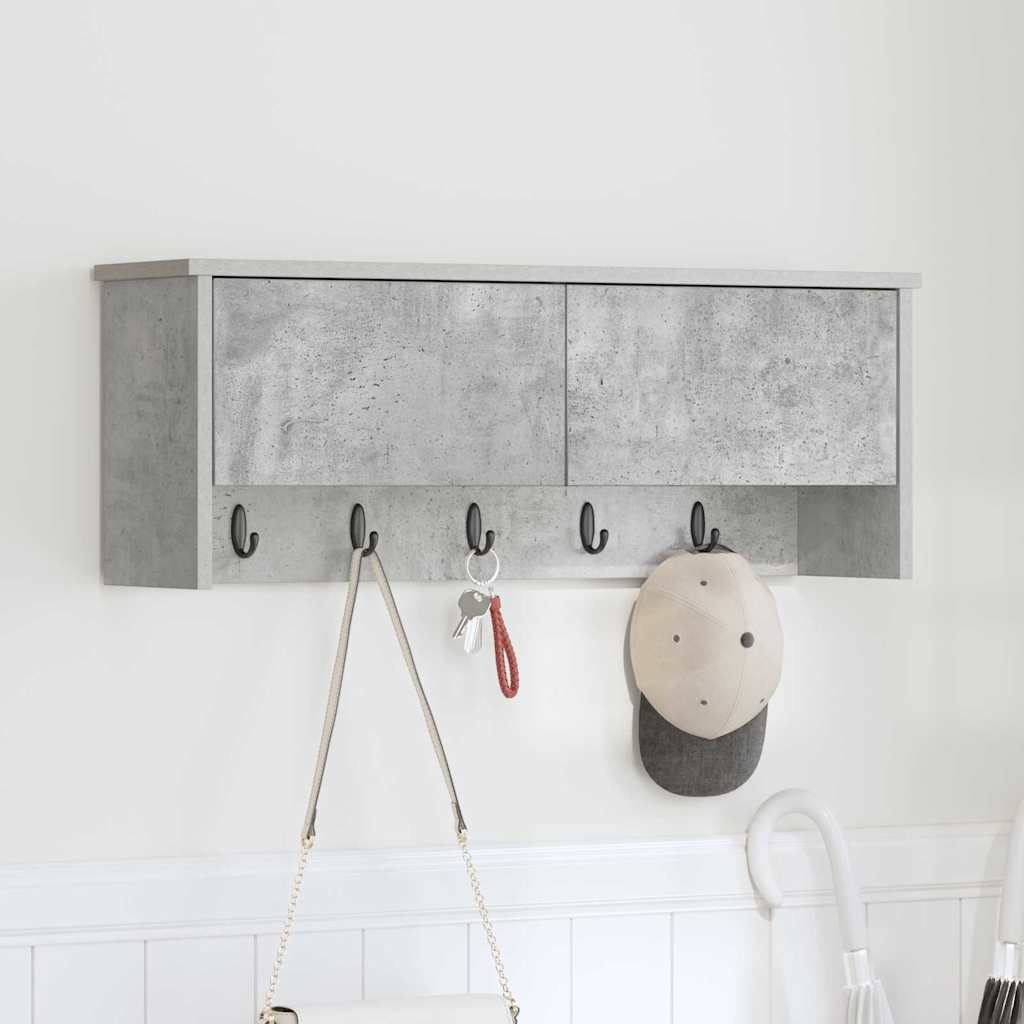 Vegghengt kleshenger Betonggrå 80 x 20 x 30 cm Konstruert tre