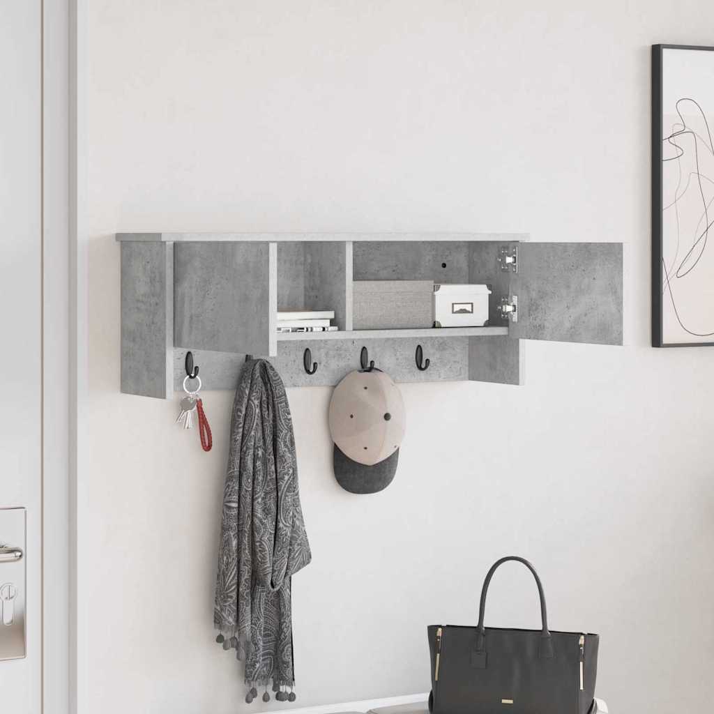 Vegghengt kleshenger Betonggrå 80 x 20 x 30 cm Konstruert tre