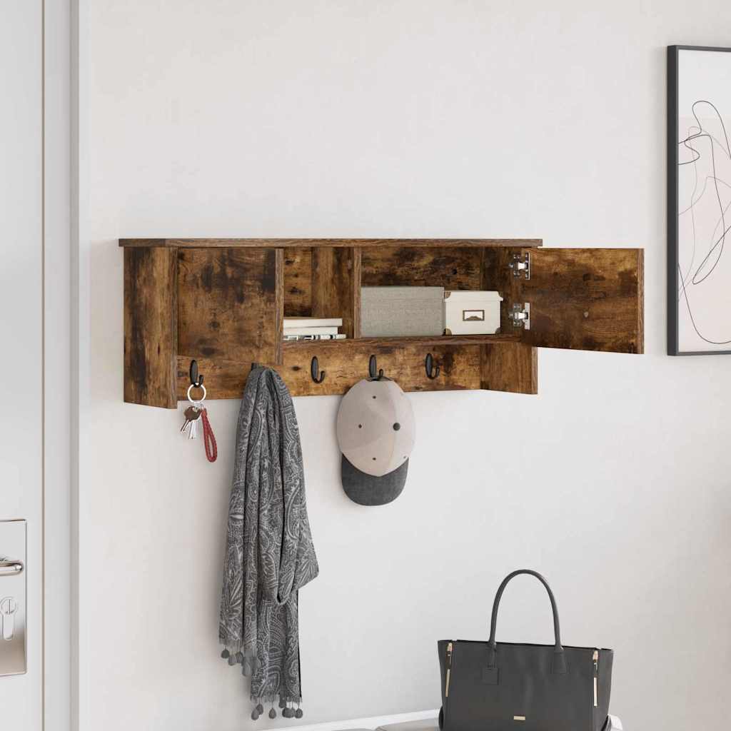 Vegghengt kleshenger Røkt eik 80 x 20 x 30 cm Konstruert tre