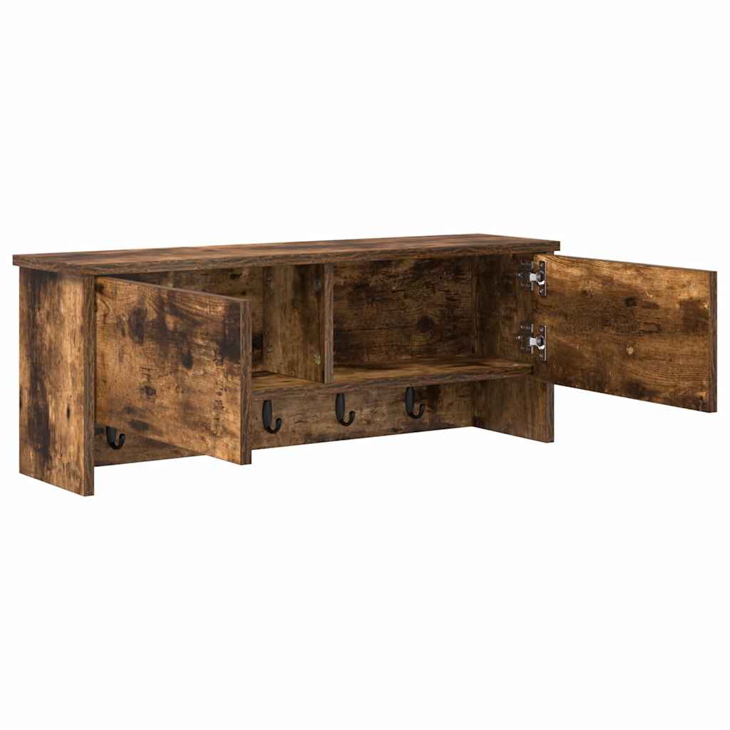 Vegghengt kleshenger Røkt eik 80 x 20 x 30 cm Konstruert tre