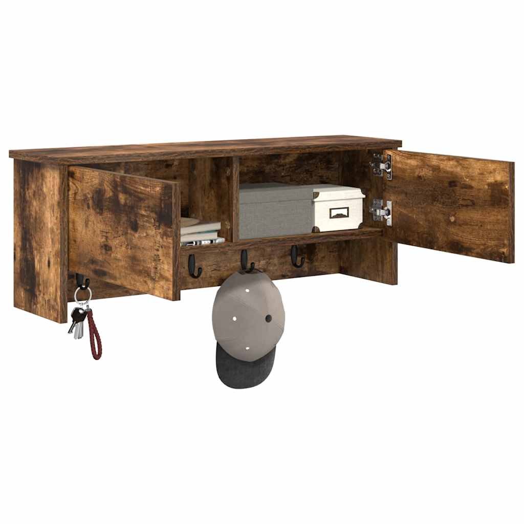 Vegghengt kleshenger Røkt eik 80 x 20 x 30 cm Konstruert tre