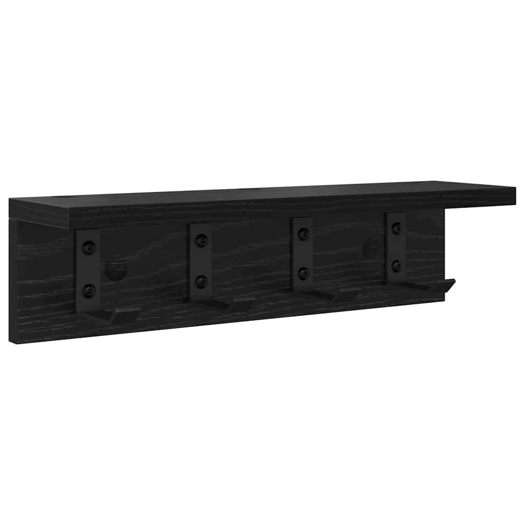 Vegghengt kleshenger med hylle Svart eik 40 x 10.5 x 10.5 cm