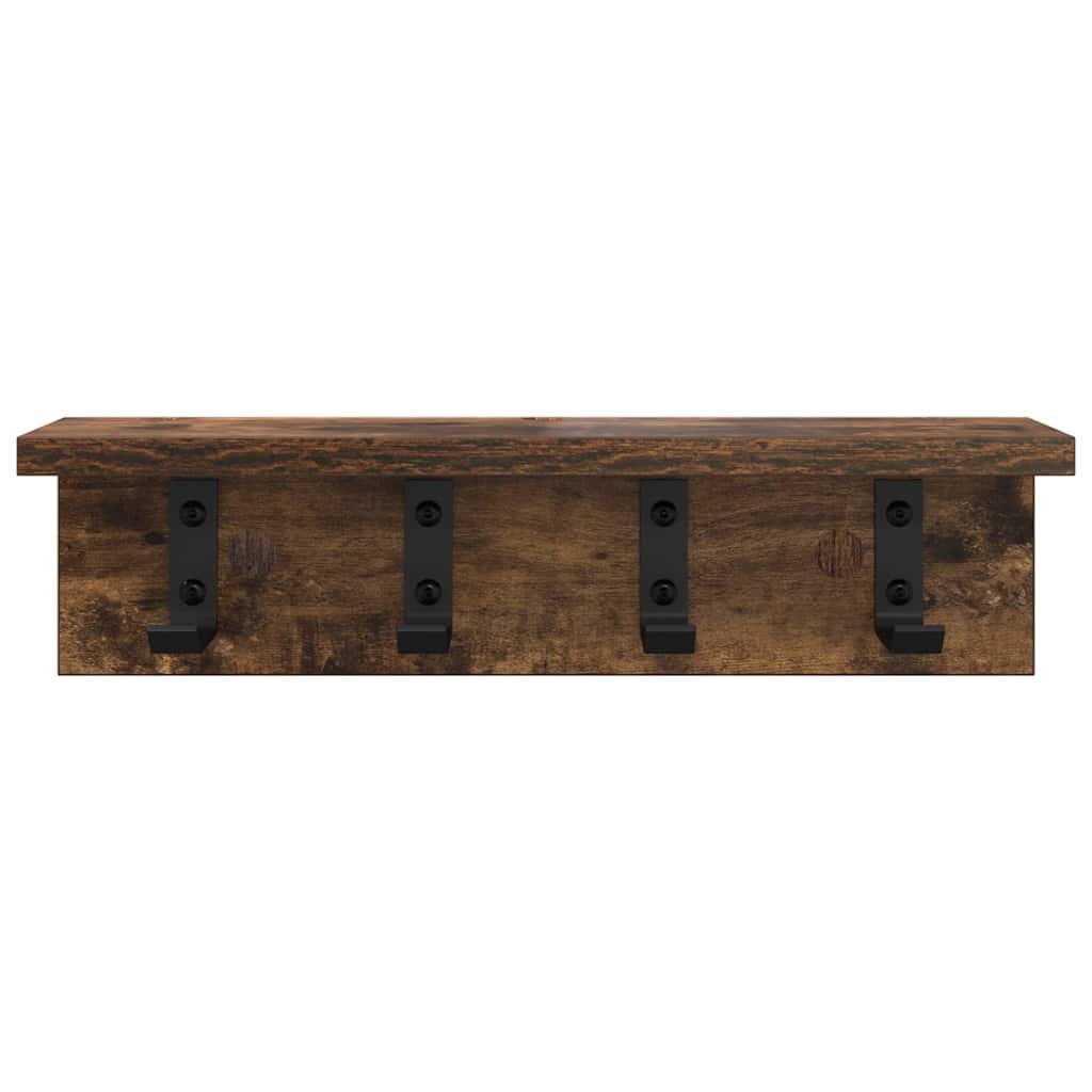 Vegghengt kleshenger med hylle Røkt eik 40 x 10.5 x 10.5 cm