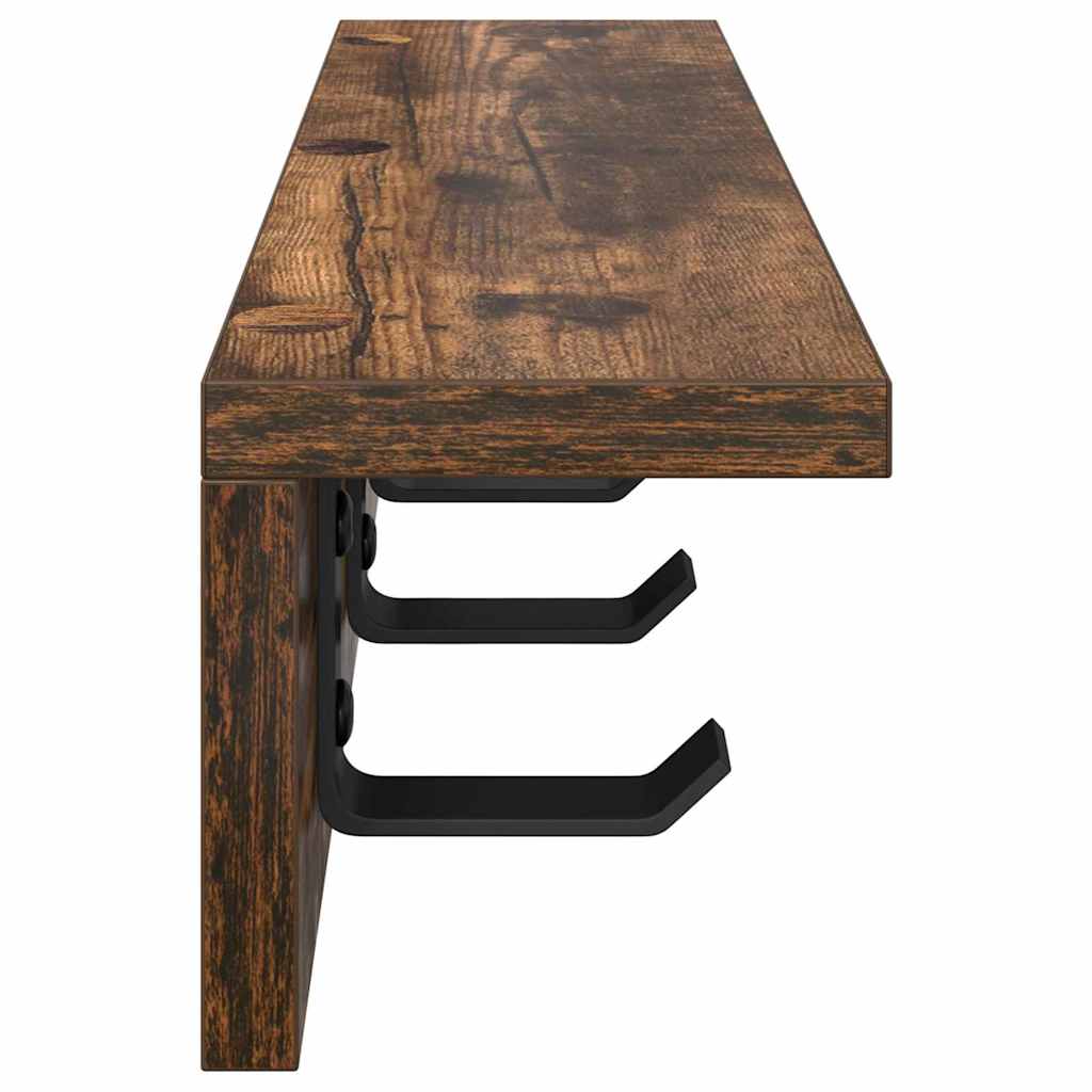 Vegghengt kleshenger med hylle Røkt eik 40 x 10.5 x 10.5 cm