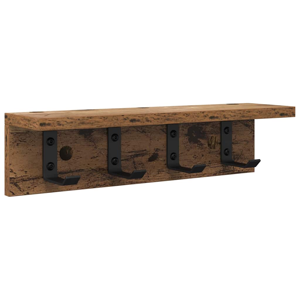 Vegghengt kleshenger med hylle Gammelt tre 40 x 10.5 x 10.5 cm