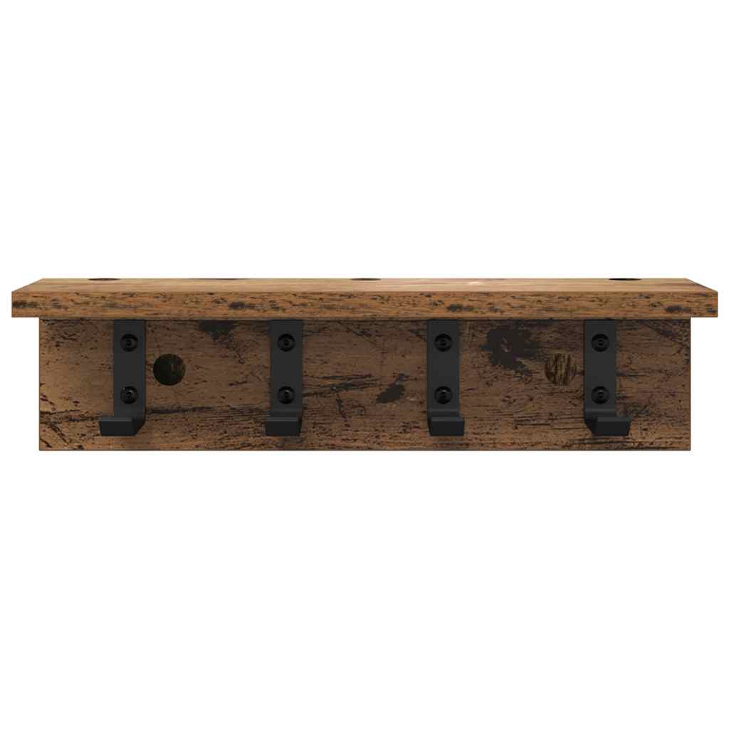 Vegghengt kleshenger med hylle Gammelt tre 40 x 10.5 x 10.5 cm
