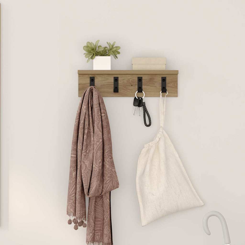 Vegghengt kleshenger med hylle artisan eik 40 x 10.5 x 10.5 cm