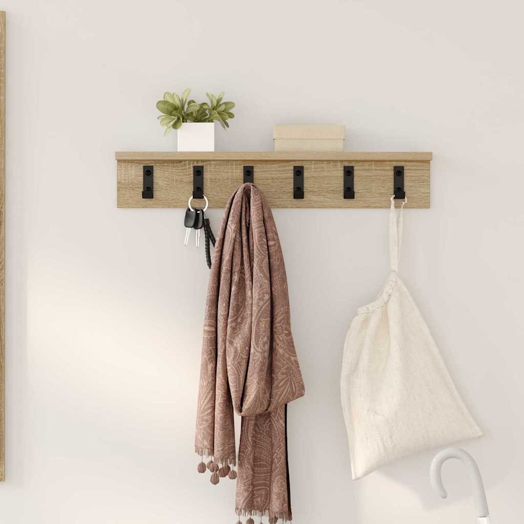 Vegghengt kleshenger med hylle Sonoma eik 60 x 10.5 x 10.5 cm