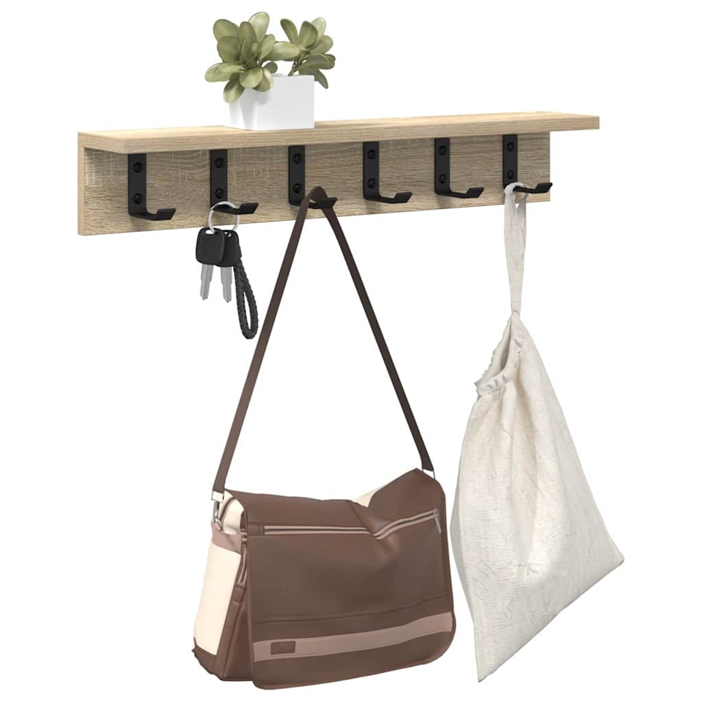 Vegghengt kleshenger med hylle Sonoma eik 60 x 10.5 x 10.5 cm