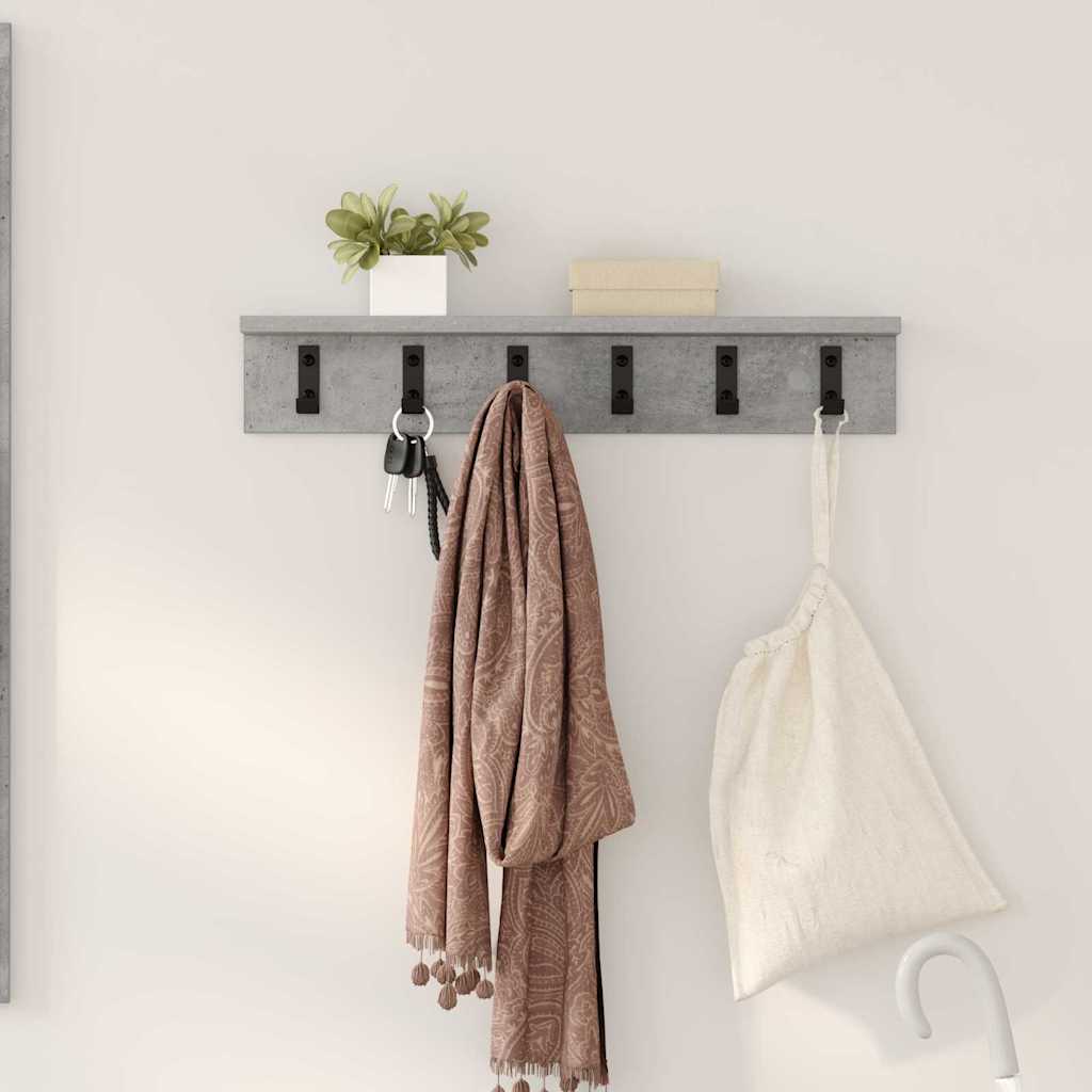 Vegghengt kleshenger med hylle Betonggrå 60 x 10.5 x 10.5 cm