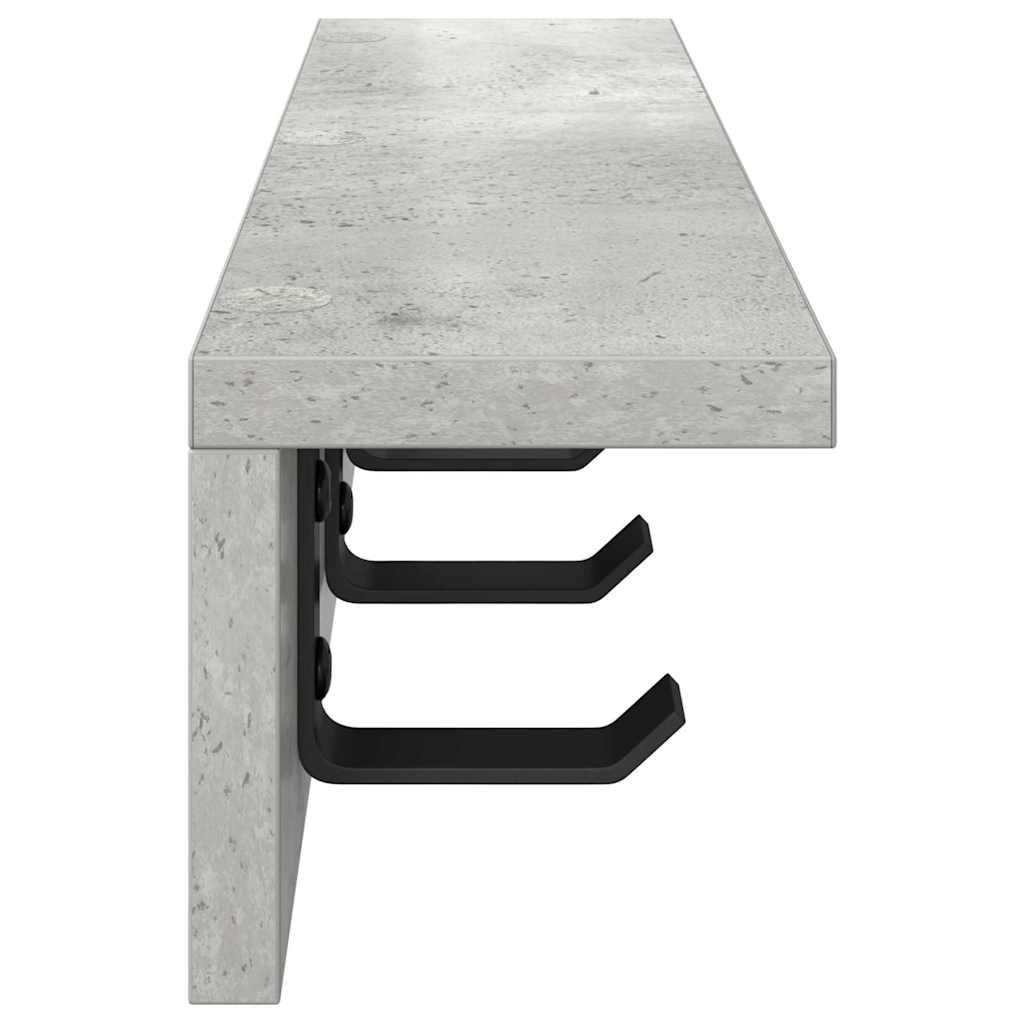 Vegghengt kleshenger med hylle Betonggrå 60 x 10.5 x 10.5 cm