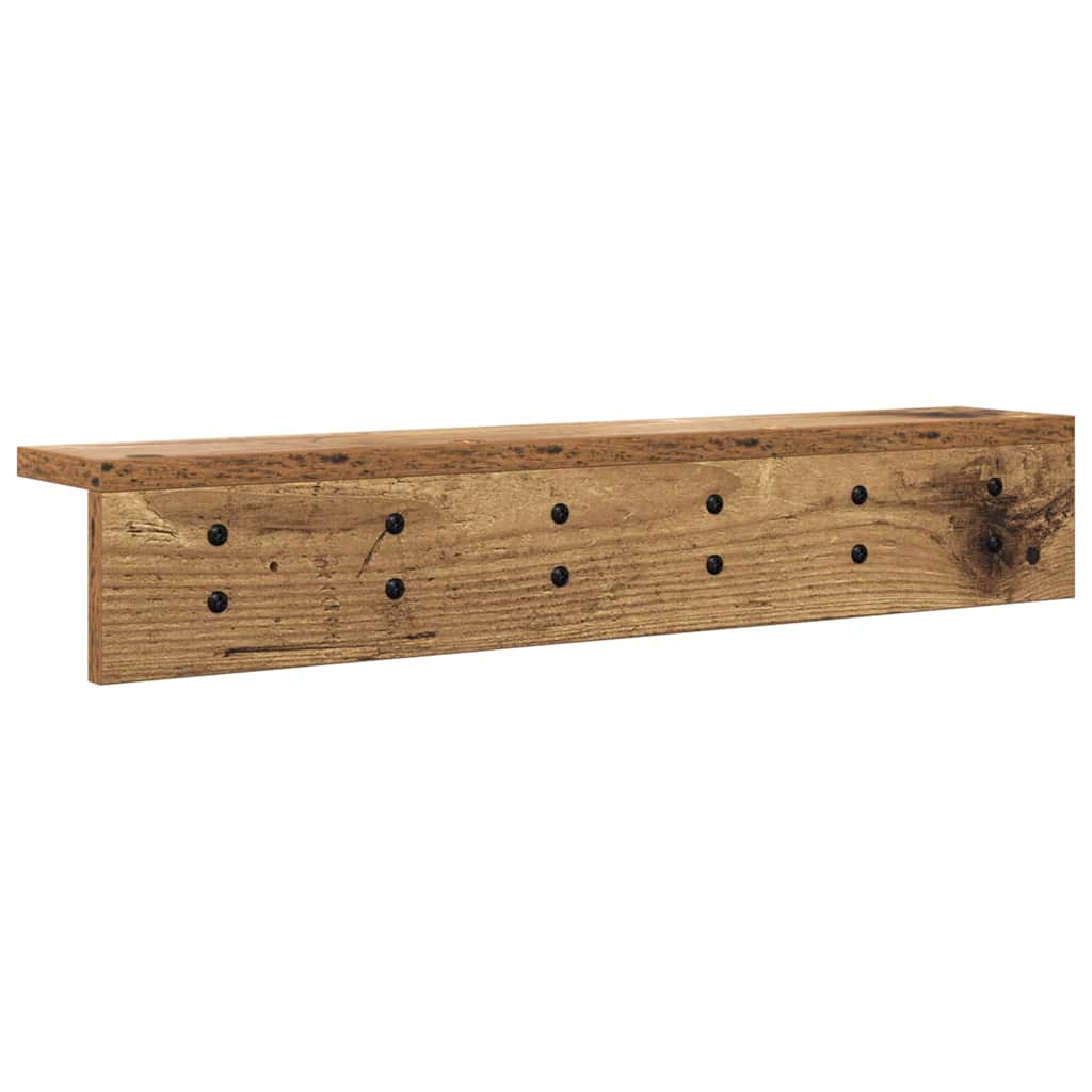 Vegghengt kleshenger med hylle Gammelt tre 60 x 10.5 x 10.5 cm
