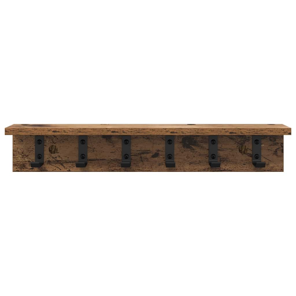 Vegghengt kleshenger med hylle Gammelt tre 60 x 10.5 x 10.5 cm