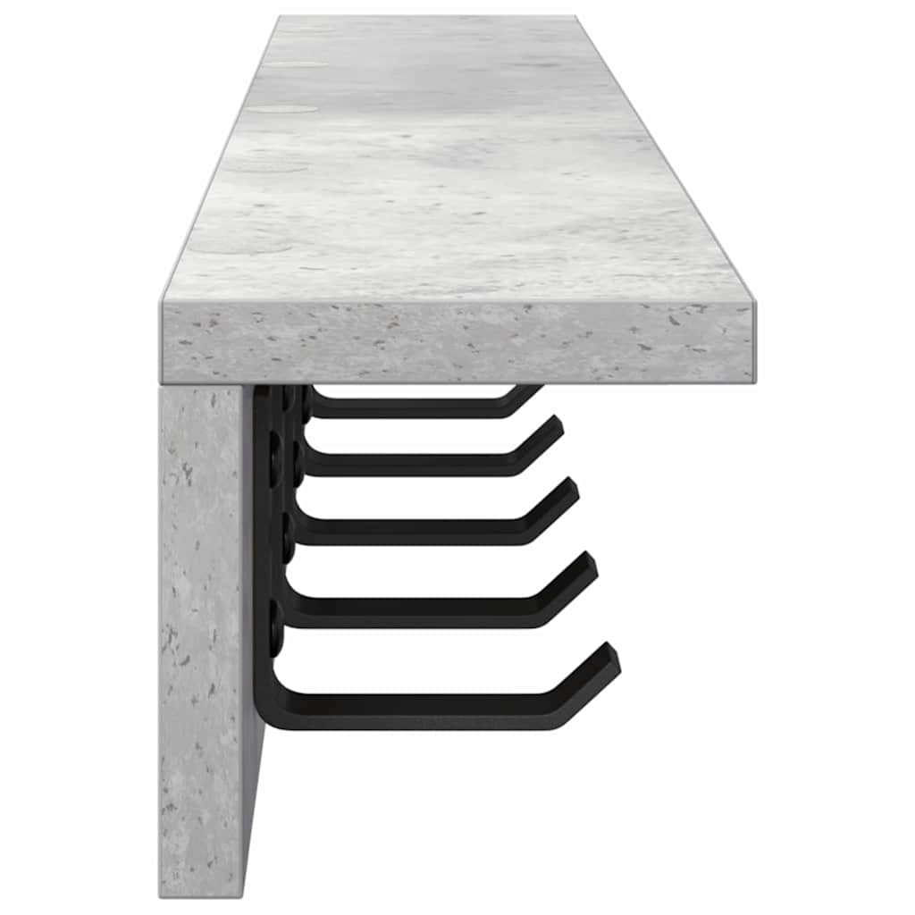 Vegghengt kleshenger med hylle Betonggrå 80 x 10.5 x 10.5 cm