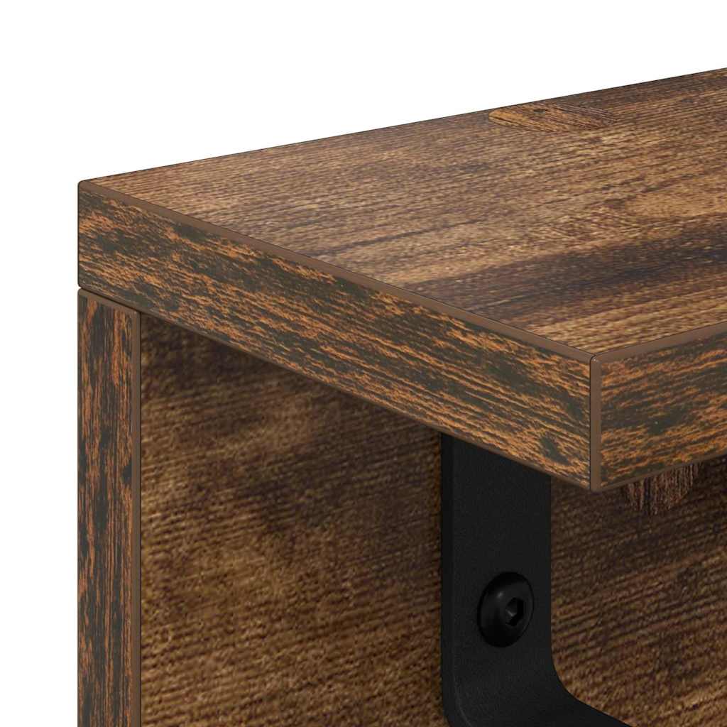 Vegghengt kleshenger med hylle Røkt eik 80 x 10.5 x 10.5 cm