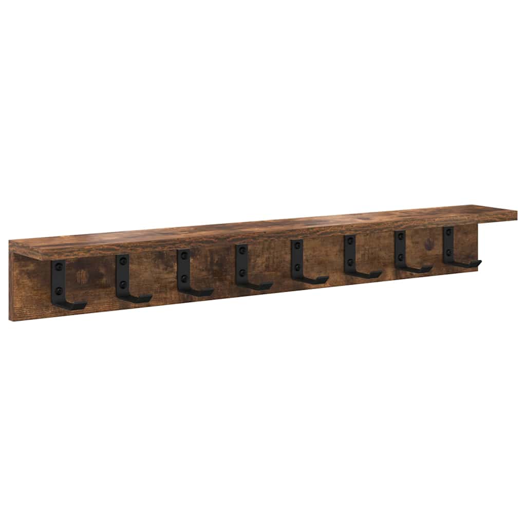 Vegghengt kleshenger med hylle Røkt eik 80 x 10.5 x 10.5 cm
