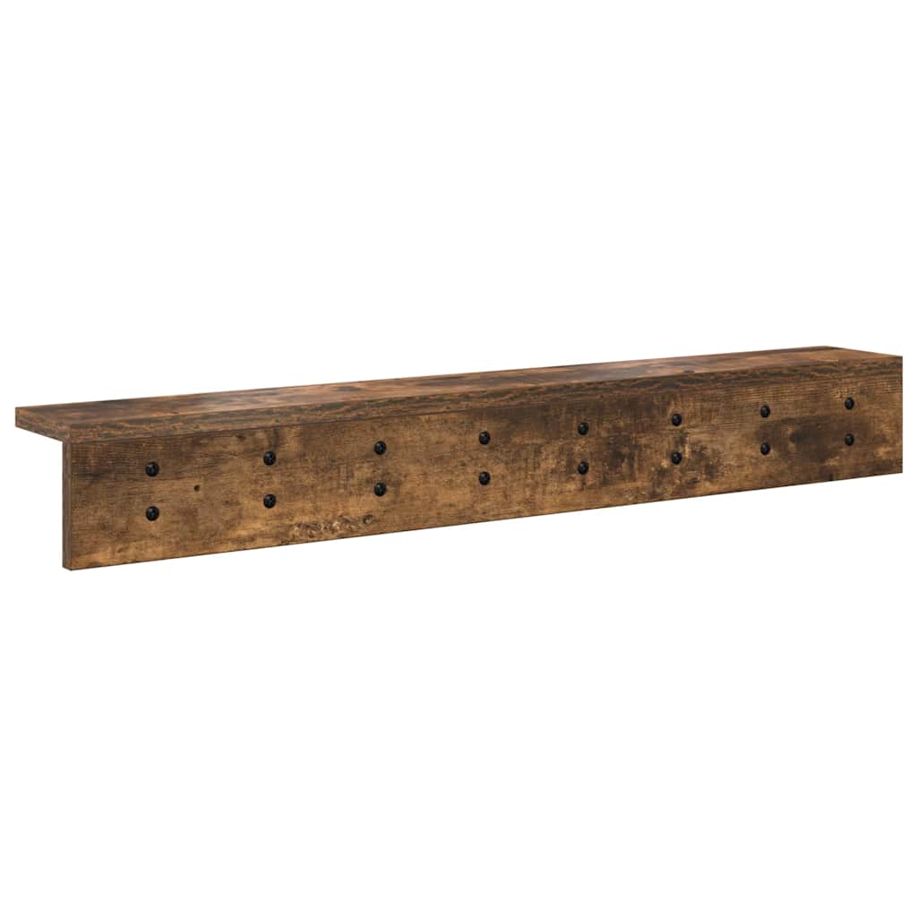 Vegghengt kleshenger med hylle Røkt eik 80 x 10.5 x 10.5 cm