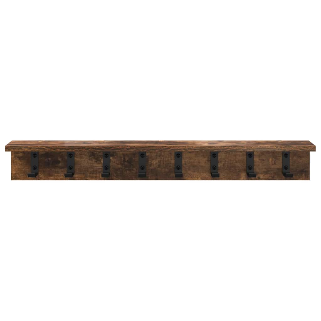 Vegghengt kleshenger med hylle Røkt eik 80 x 10.5 x 10.5 cm