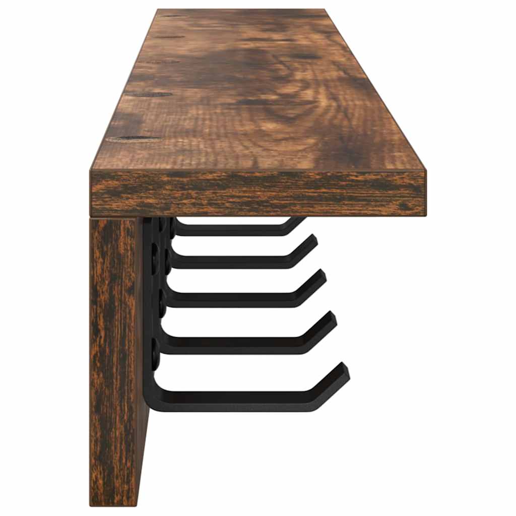Vegghengt kleshenger med hylle Røkt eik 80 x 10.5 x 10.5 cm