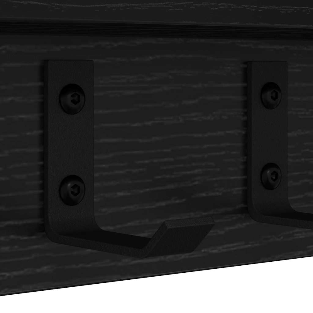 Vegghengt kleshenger med hylle Svart eik 100 x 10.5 x 10.5 cm