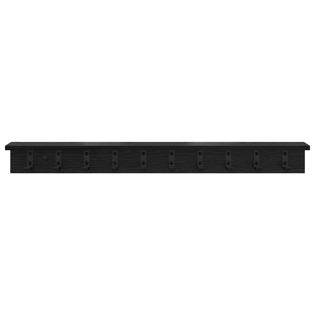Vegghengt kleshenger med hylle Svart eik 100 x 10.5 x 10.5 cm