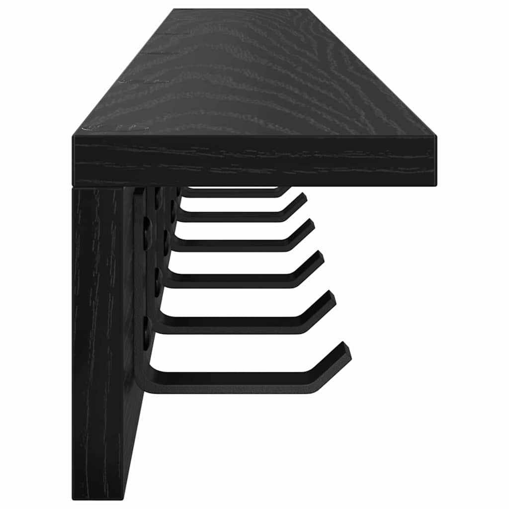 Vegghengt kleshenger med hylle Svart eik 100 x 10.5 x 10.5 cm