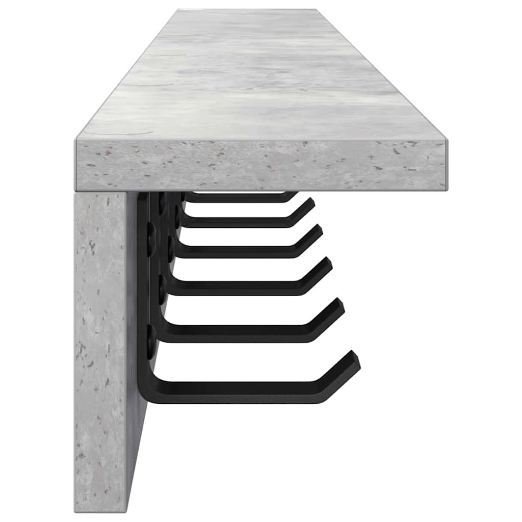 Vegghengt kleshenger med hylle Betonggrå 100 x 10.5 x 10.5 cm