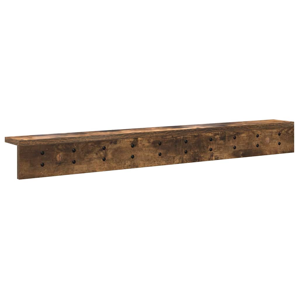 Vegghengt kleshenger med hylle Røkt eik 100 x 10.5 x 10.5 cm