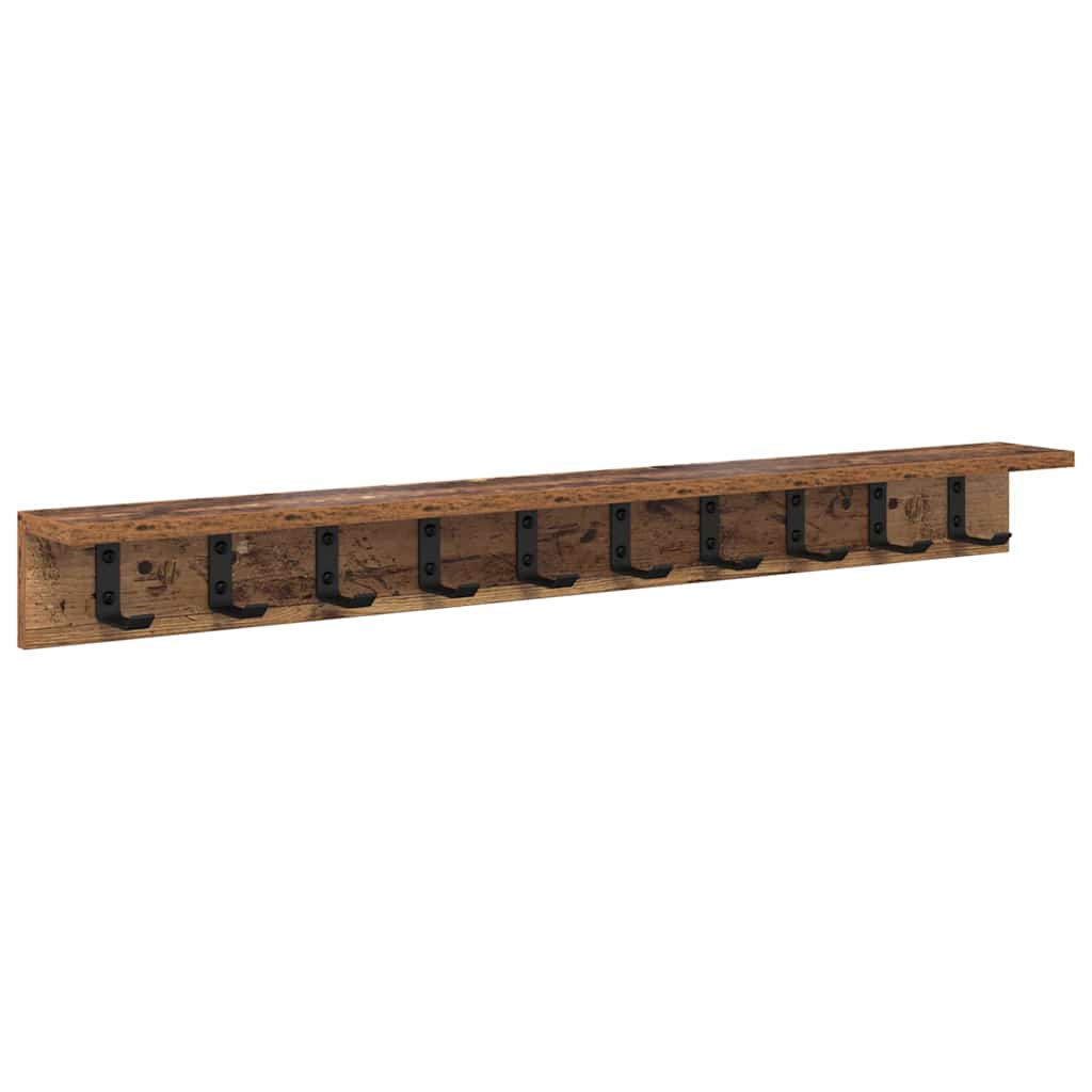 Vegghengt kleshenger med hylle Gammelt tre 100 x 10.5 x 10.5 cm