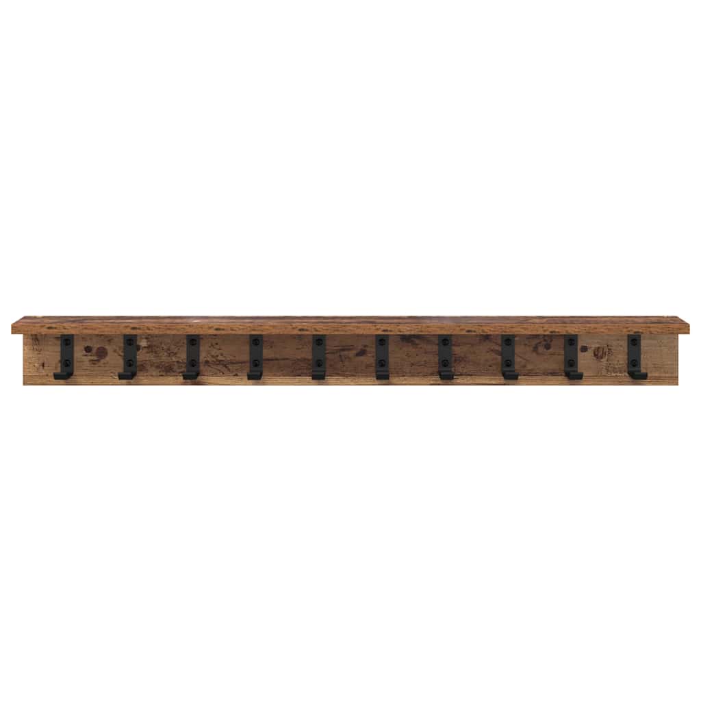 Vegghengt kleshenger med hylle Gammelt tre 100 x 10.5 x 10.5 cm