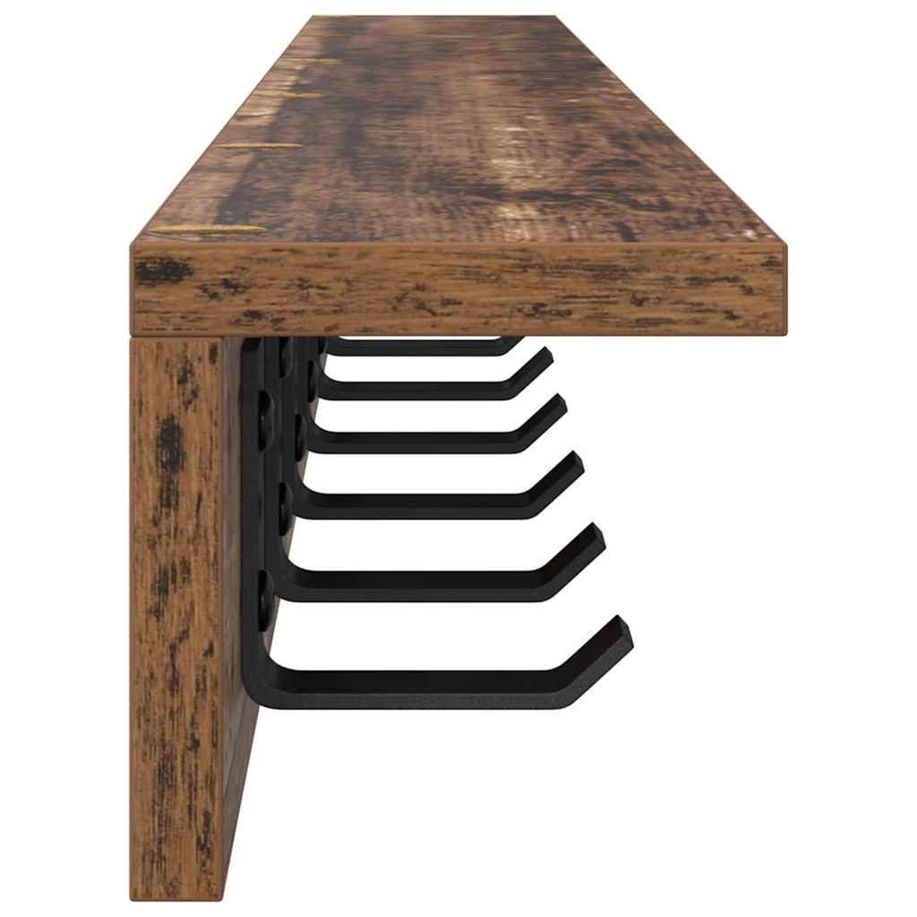 Vegghengt kleshenger med hylle Gammelt tre 100 x 10.5 x 10.5 cm
