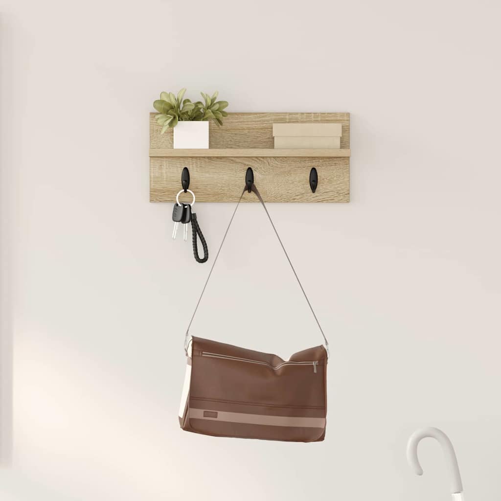 Vegghengt kleshenger med hylle Sonoma eik 40 x 10.5 x 18 cm