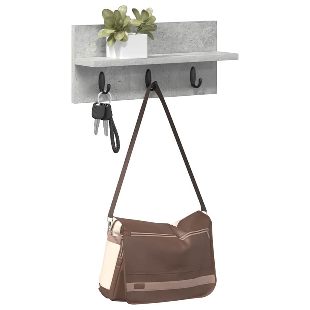 Vegghengt kleshenger Betonggrå 40 x 10.5 x 18 cm Konstruert tre