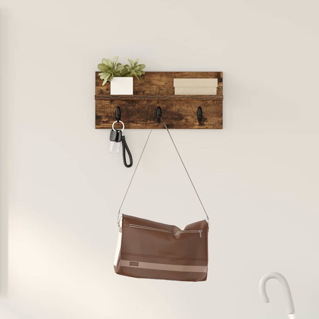 Vegghengt kleshenger Røkt eik 40 x 10.5 x 18 cm Konstruert tre